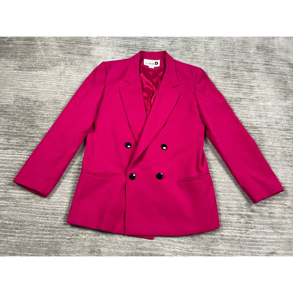 David Benjamin Blazer Women 10 Pink Double Breasted Power Suit 80s Style 6811